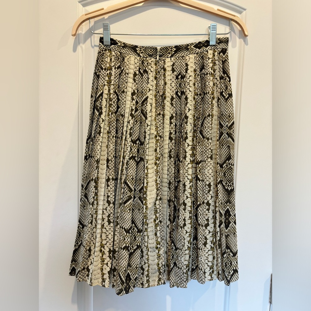 J. Crew Snake Print Pleated Midi Skirt 4 Petite 4P